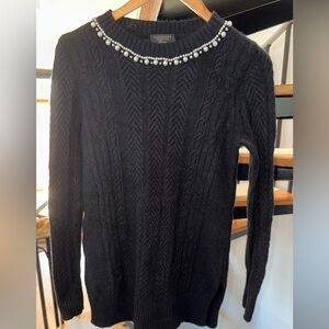 Charter Club Black Women's Cashmere Embellished Cable-Knit Tunic Sweater size M
